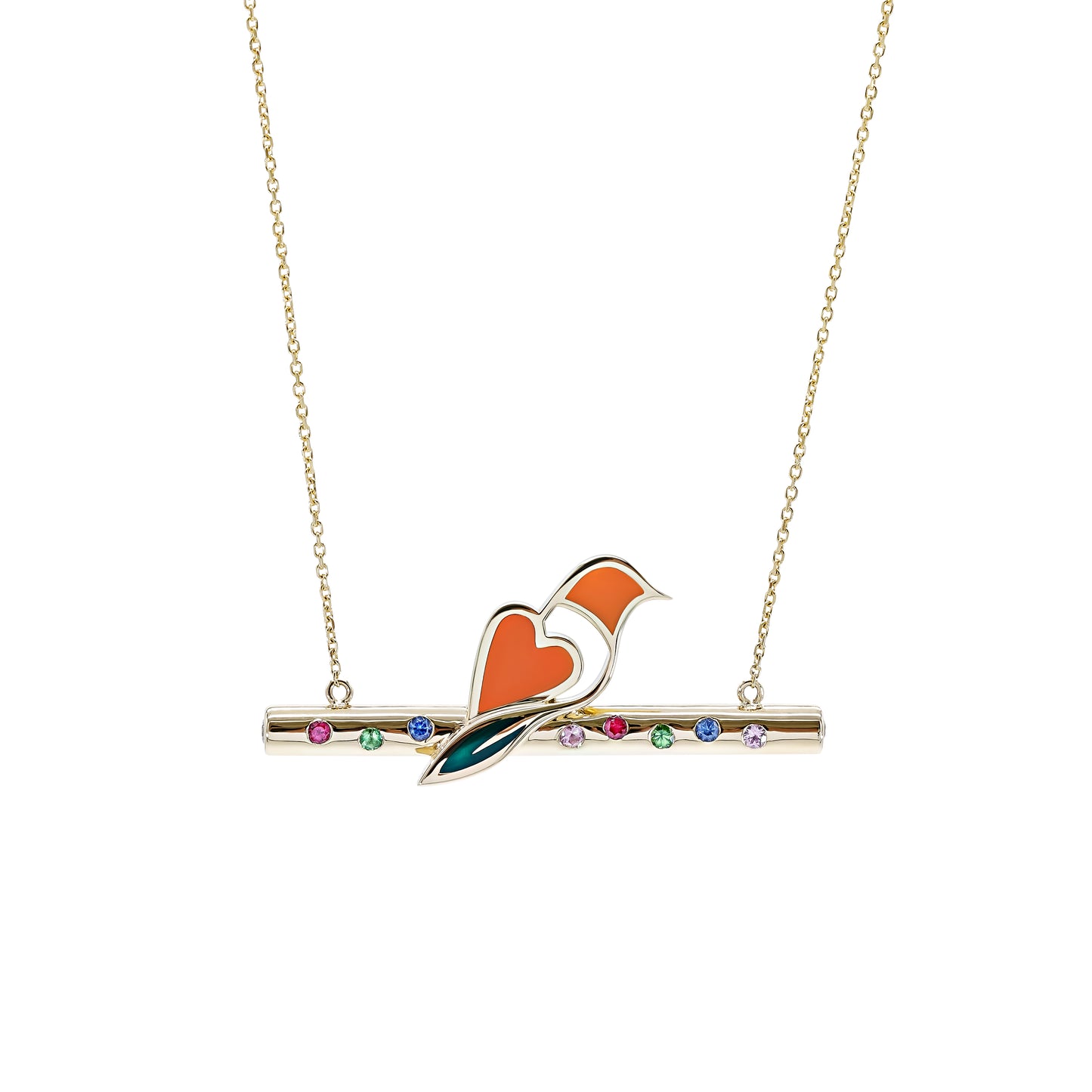 Bird necklace, Front View